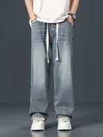 2024 New Spring Autumn Men's Jeans Vintage Straight-leg Baggy Pants Fashion Korean Wide Trousers Streetwear 5XL Large Size 1