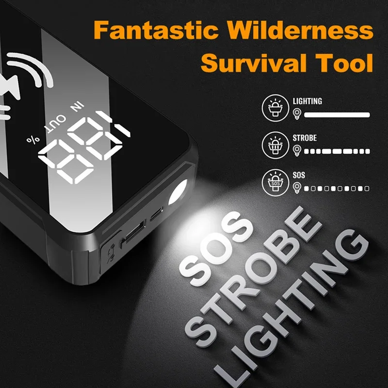 Car Jump Starter 2000A Starting Device For Emergency Battery Booster Car Battery Starters Portable Power Bank Wireless Charging Car Jump Starter Jump Starter