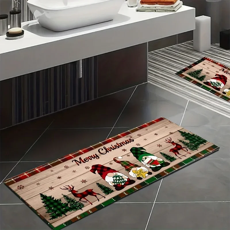 Christmas Gnome Floor Mat Home Entrance Doormat Decor Hallway Balcony Rug Living Room Carpet Bathroom Anti-slip Foot Pad