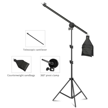 Photography 2M Tripod 2-in-1 Light Stand with 1.4M Boom Arm And Empty Sandbag For Photo Studio Supporting Softbox Ring Light 1