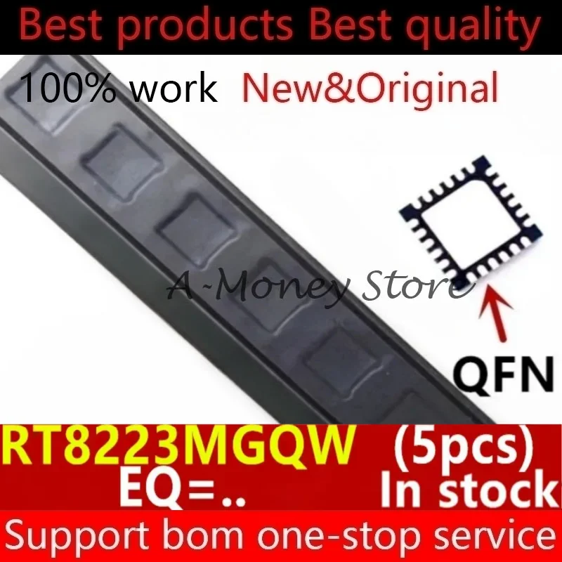 (5pcs)RT8223M RT8223 RT8223MGQW EQ=DE EQ=.. RT8223PGQW RT8223P 20=EL 20=.. RT8223BGQW RT8223B DS=CD DS=.. QFN-24
