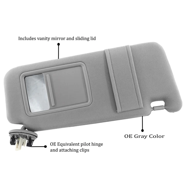 Pair Of Gray Sun Visors – Fits Toyota Camry 2007-2011 (Without Sunroof), Left & Right