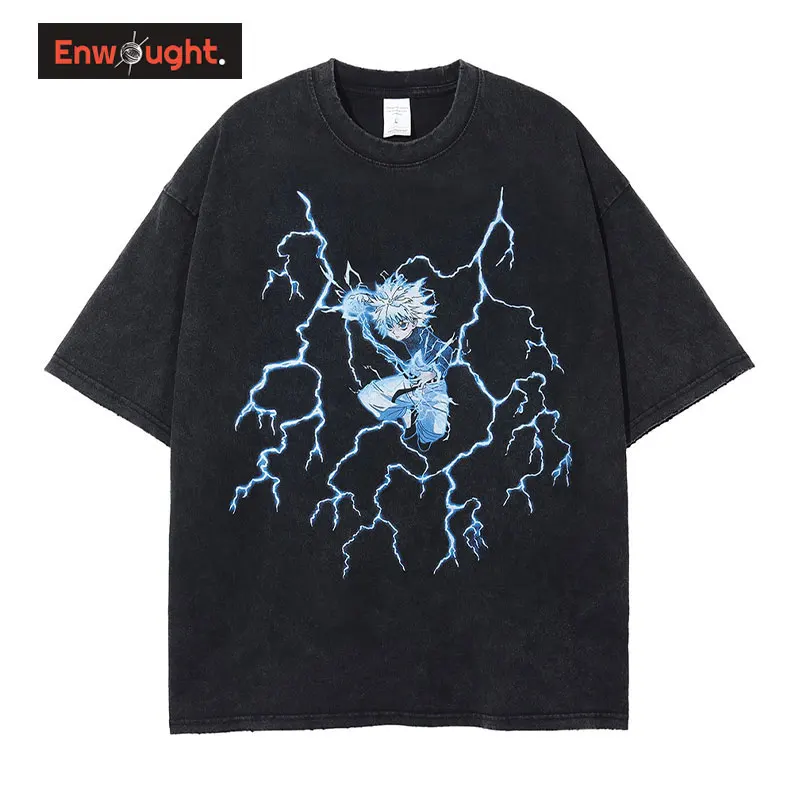 

Anime Hunter X Hunter T-shirt Men Harajuku Vintage Washed Killua Zoldyck Tops Tees Retro Manga Short Sleeve Oversized T Shirts