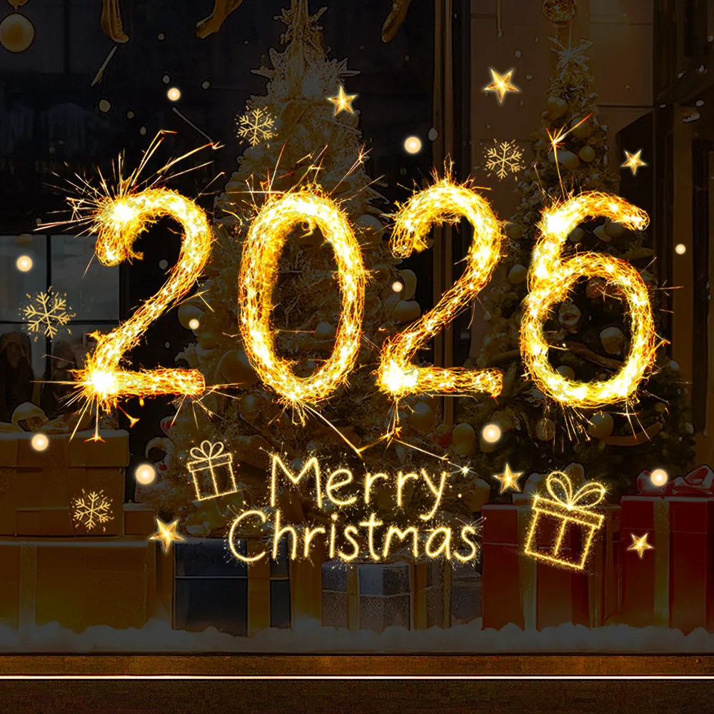 Christmas Window Stickers Christmas Wall Sticker Kids Room Wall Decals Merry Christmas Decorations For 2026 New Year Stickers