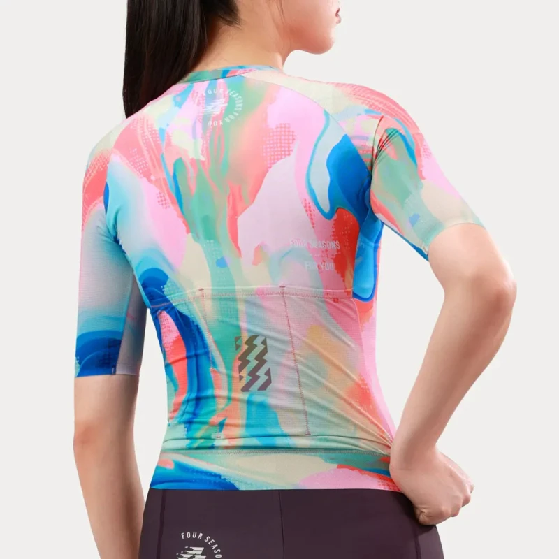 Lameda Women's Summer Short Sleeve Cycling Jersey Professional Bicycle Top with Pockets for Road Mtb Sports Breathable Clothes