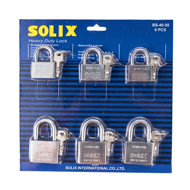 

20 Sets Per Box Square Lock Suction Card 40mm/50mm Combination Set Lock Silver Wear-Resistant Short Beam Iron Locks