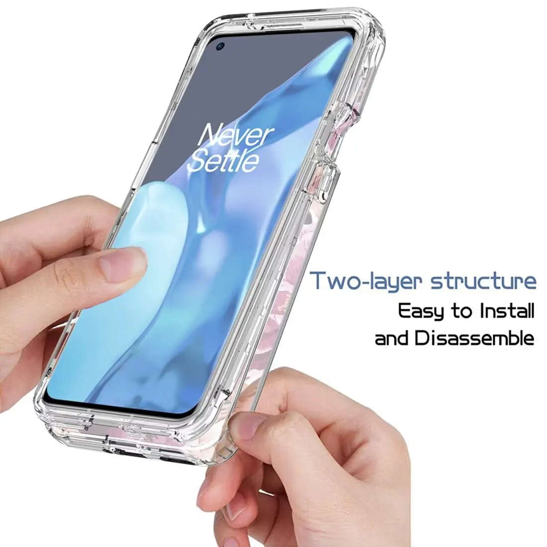 Crystal Clear Dual-Layer Shockproof Transparent Case with Hard Bumper and Soft TPU Protective Cover