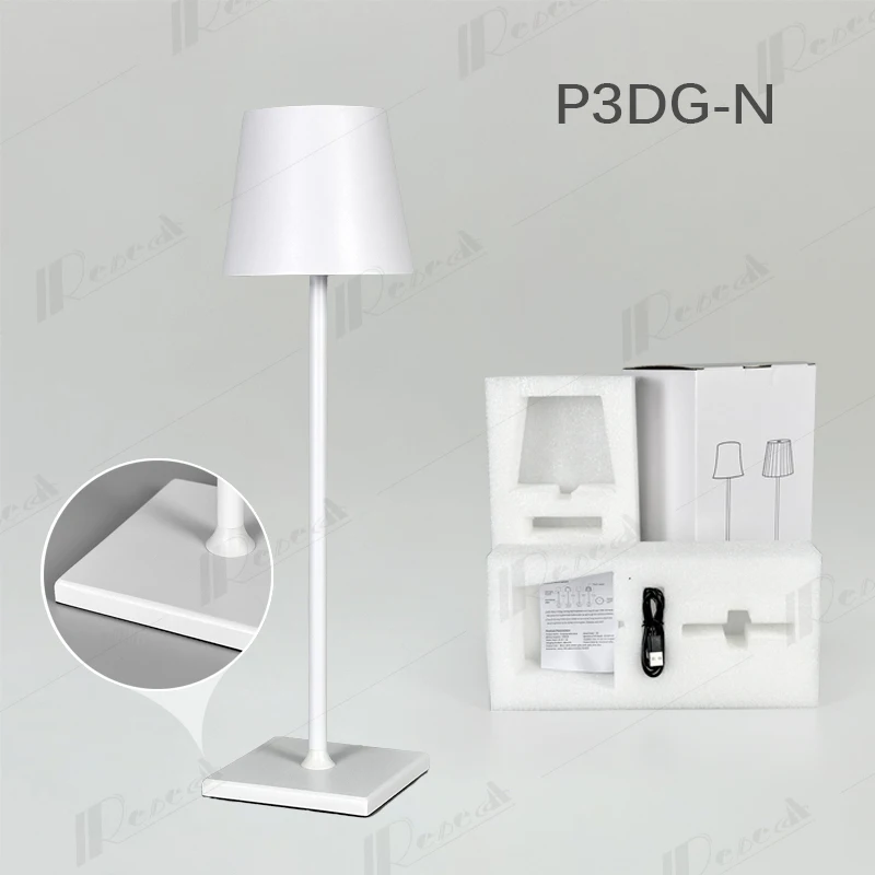Lámpara de mesa exterior inalámbrica recargable USB blanca