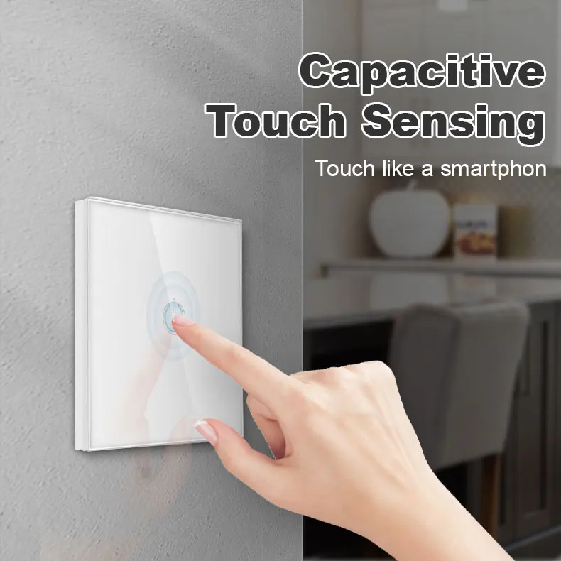 Description Picture 2 of itemEU standard wall touch light switch,Touch Switch wall power sensor switch, white crystal glass panel, with LED backlight, AC220V