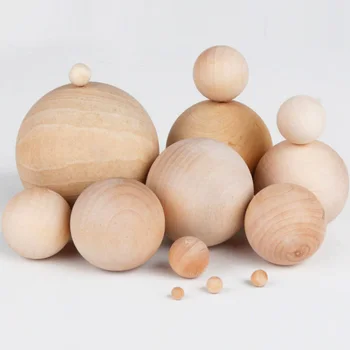 1pc 30mm-60mm Natural Wooden Craft Wood Balls Spheres Round Craft Spacer Wood Painted/Stamped DIY Ball Jewelry Carving Beads