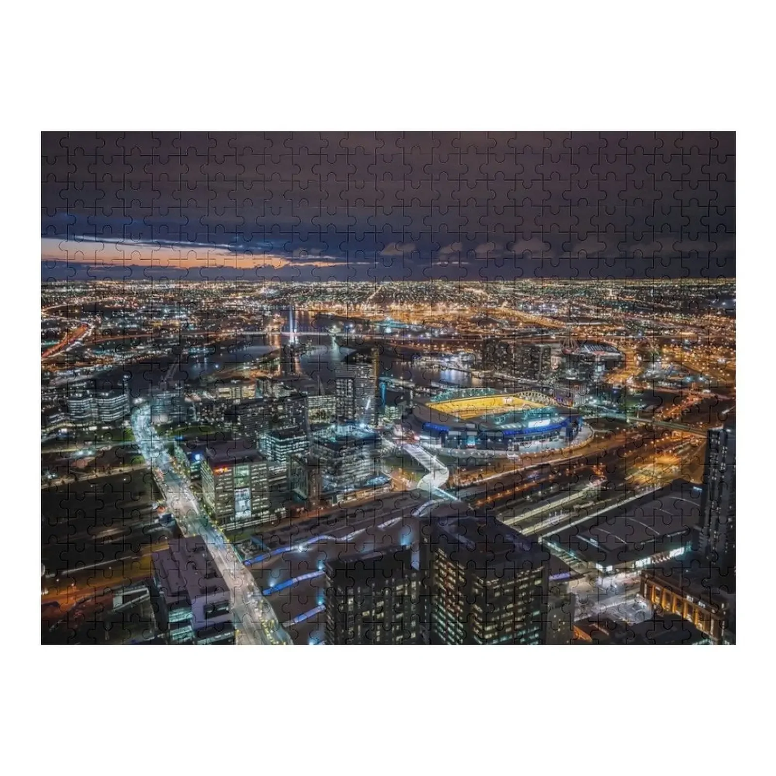 Melbourne at Night Jigsaw Puzzle Scale Motors Customizable Gift Puzzle