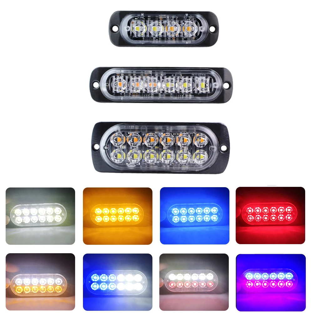 

Car Strobe Warning Light 4/6/12LED Emergency Strobe Led Light Auto Truck Motorcycle Side Marker Signal Police Flash Light 12-24V