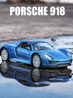1/36 Porsche 918 Spyder Convertible Toy Car Model For Children RMZ CiTY Welly Diecast Miniature Pull Back Collection Gift Boys 2