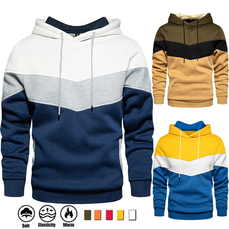 

Hoodies For Men Fashion Color Stitching Pullover Hoodies Outdoor Casual Jogging Hooded Tops Personality Pullover Sweatshirts