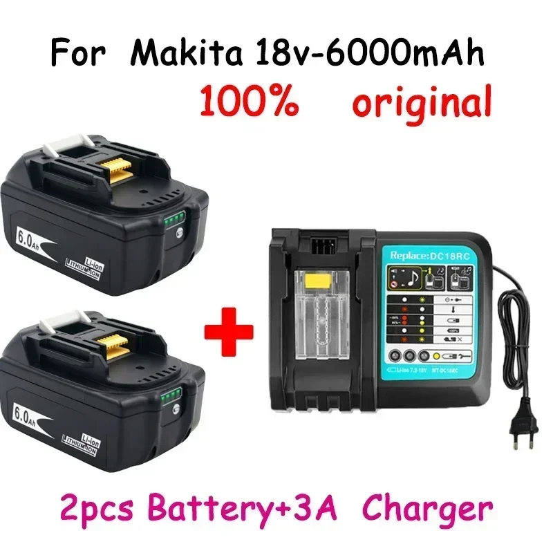 

WIth Charger BL1860 Rechargeable Battery 18 V 6000mAh Lithium Ion for Makita 18v Battery 6ah BL1840 BL1850 BL1830 BL1860B LXT400