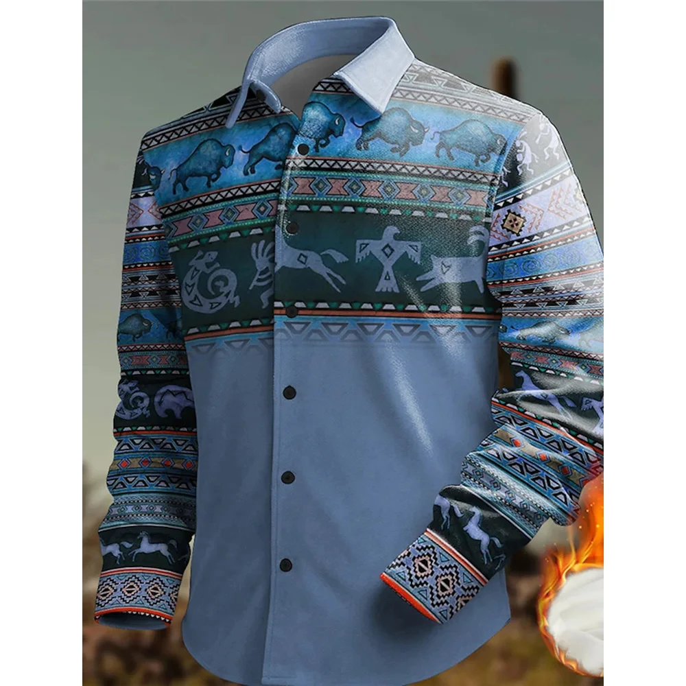 Denim shirt Long sleeved shirt Men's Retro Western Style Denim Long Sleeve Shirt Fashion Vacation Casual Long Sleeve Shirt Single Breasted Lapel Men's Top