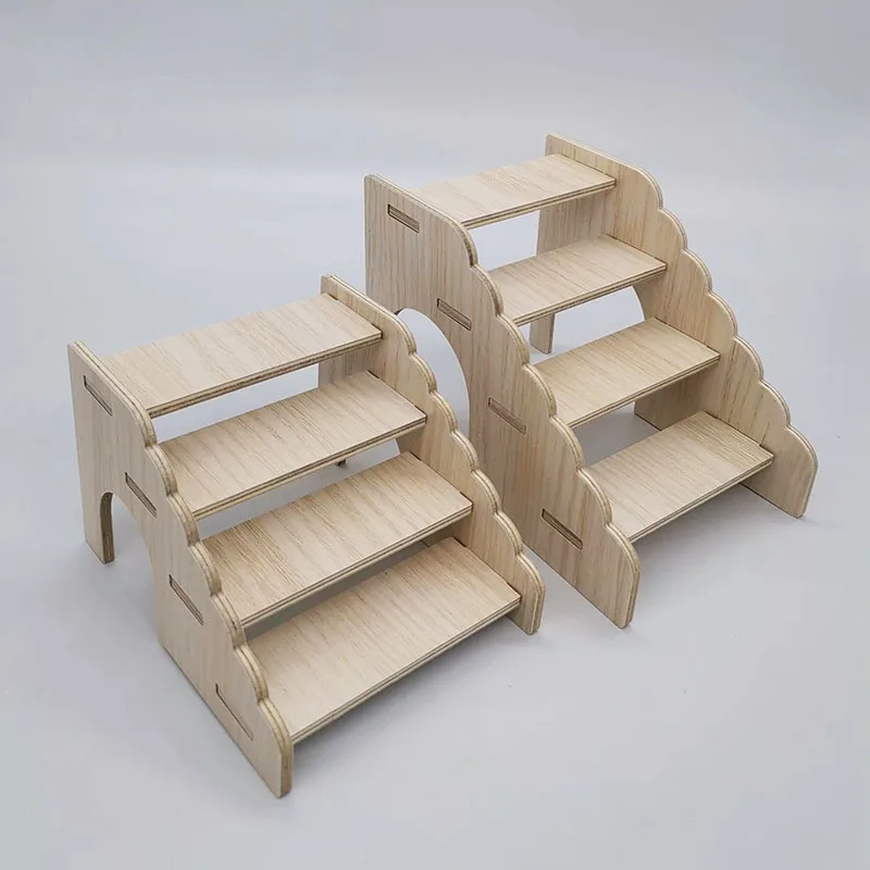 Creative Wooden Ladder Hamster Toy Golden Bear Avoidance House Platform Bathroom Staircase Furniture Ladder Landscape Supplies