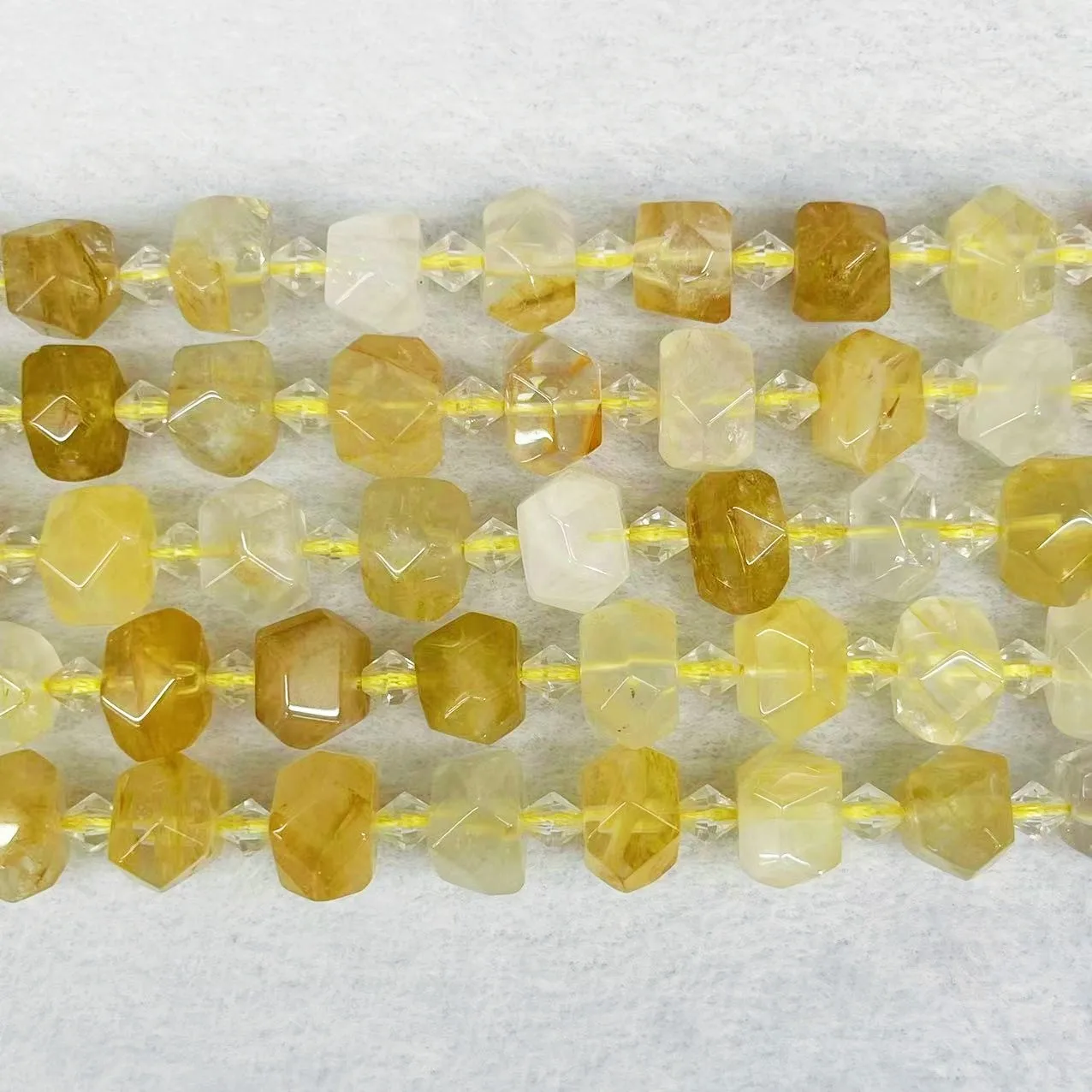 100% Natural Yellow Gum Flower Stone Crystal Beads Top Grade Irregular Loose Section Ghost Quartz Gems For DIY Jewelry Making