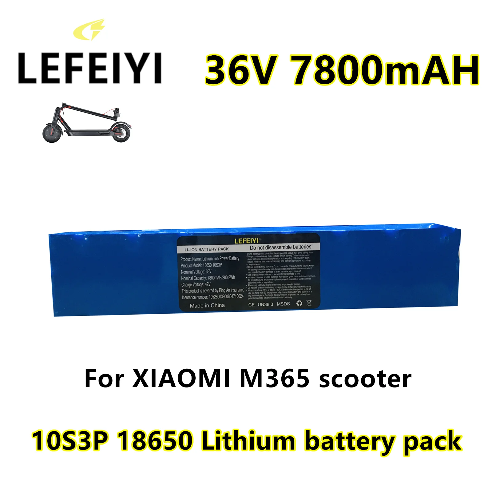 

Аккумулятор 36 в 7,8 А ч, 18650, 10s 3p, литиевый, 20 А, BMS, для электровелосипедов XIAOMI MIJIA M365 PRO