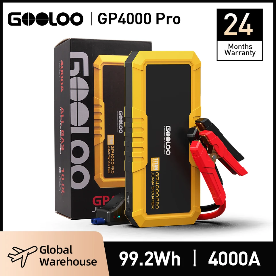 GOOLOO 4000 Amp Jump Starter GT4000S Car Starter 100W Two-Way Fast-Charging  Portable Car Battery Charger Jumper Starter for 12L Gas and 10L Diesel