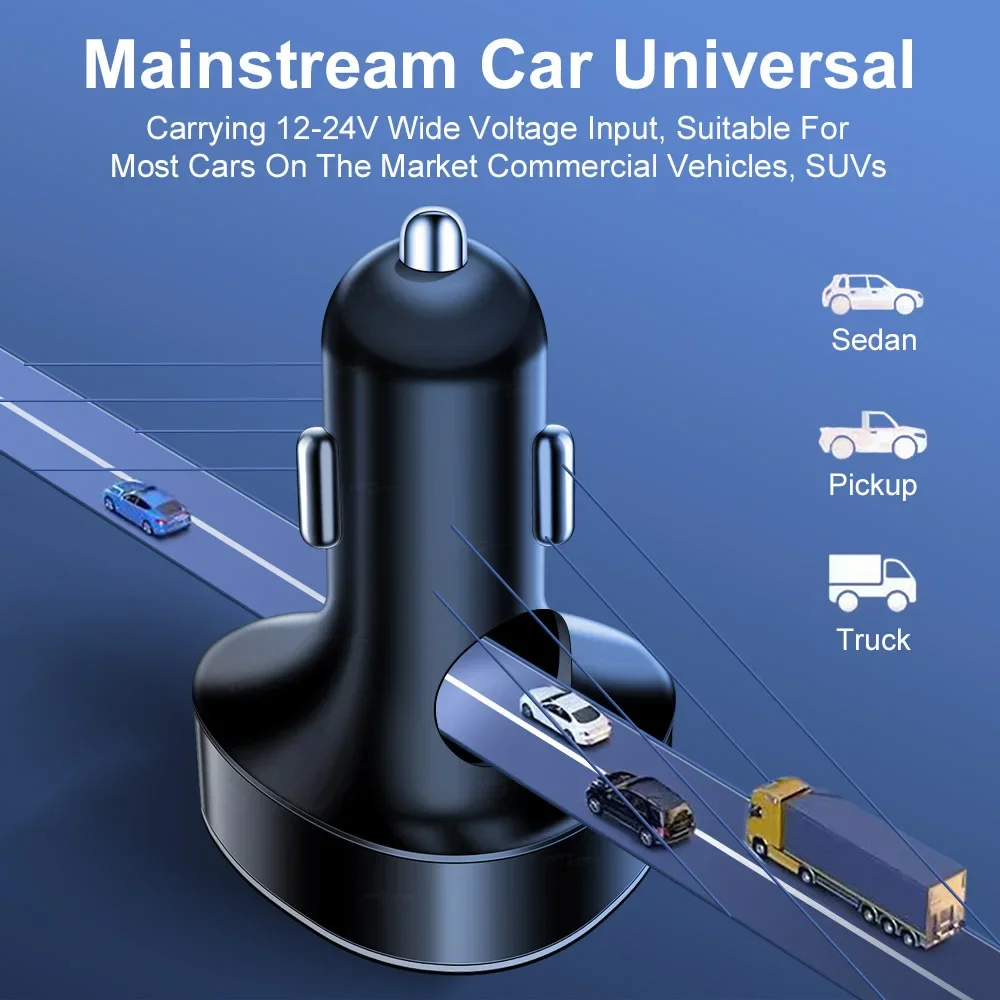 66W USB Car Charger PD Type C Charger With Digital Display 5 Ports Fast Charging For iPhone 15 Samsung S23 USB Charger In Car