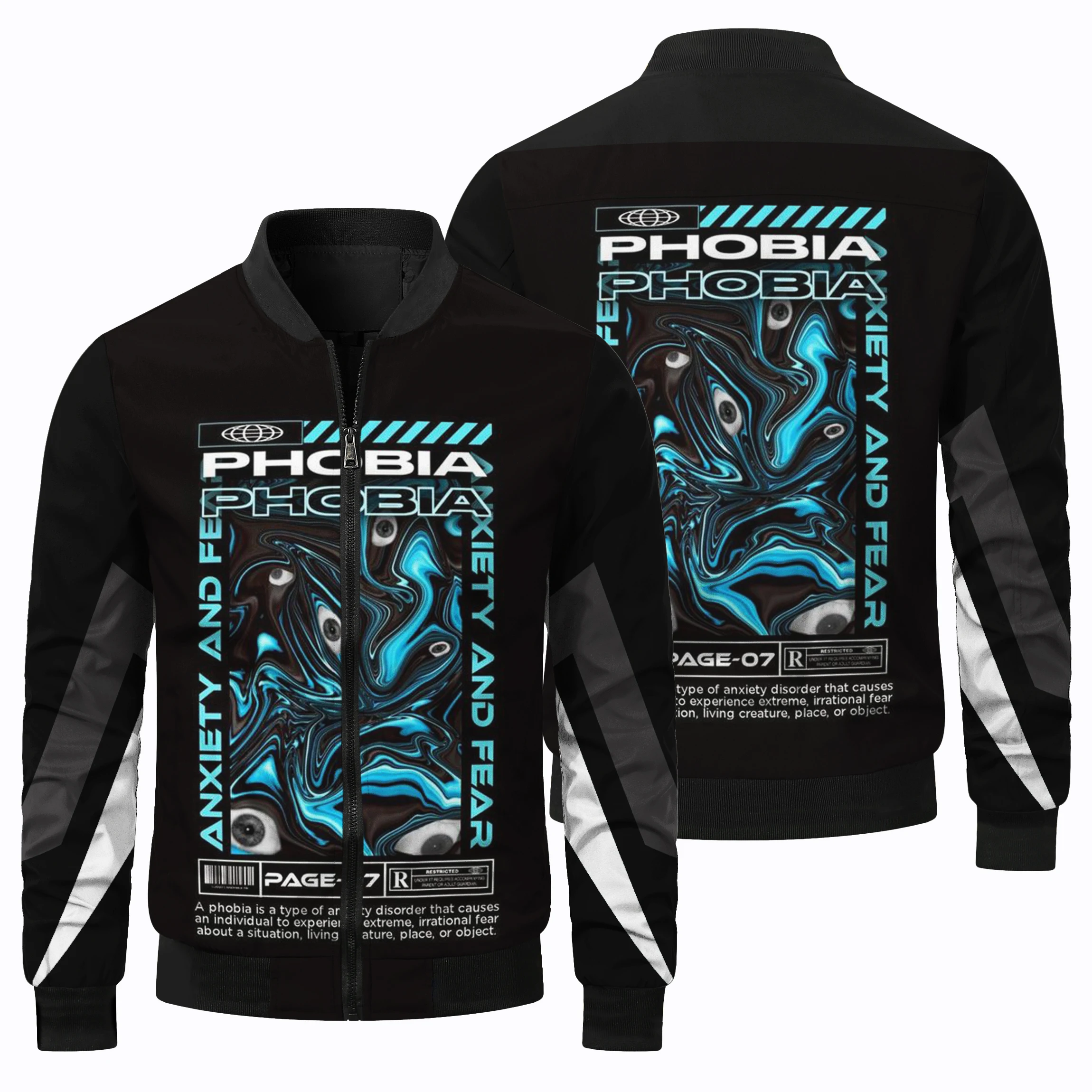 thumbnail image 4 of Chaqueta de manga larga con estampado de víbora 3D de terror para hombre, cortavientos para deportes al aire libre, ciclismo, clásica, con bolsillo con cremallera, 4 of 5