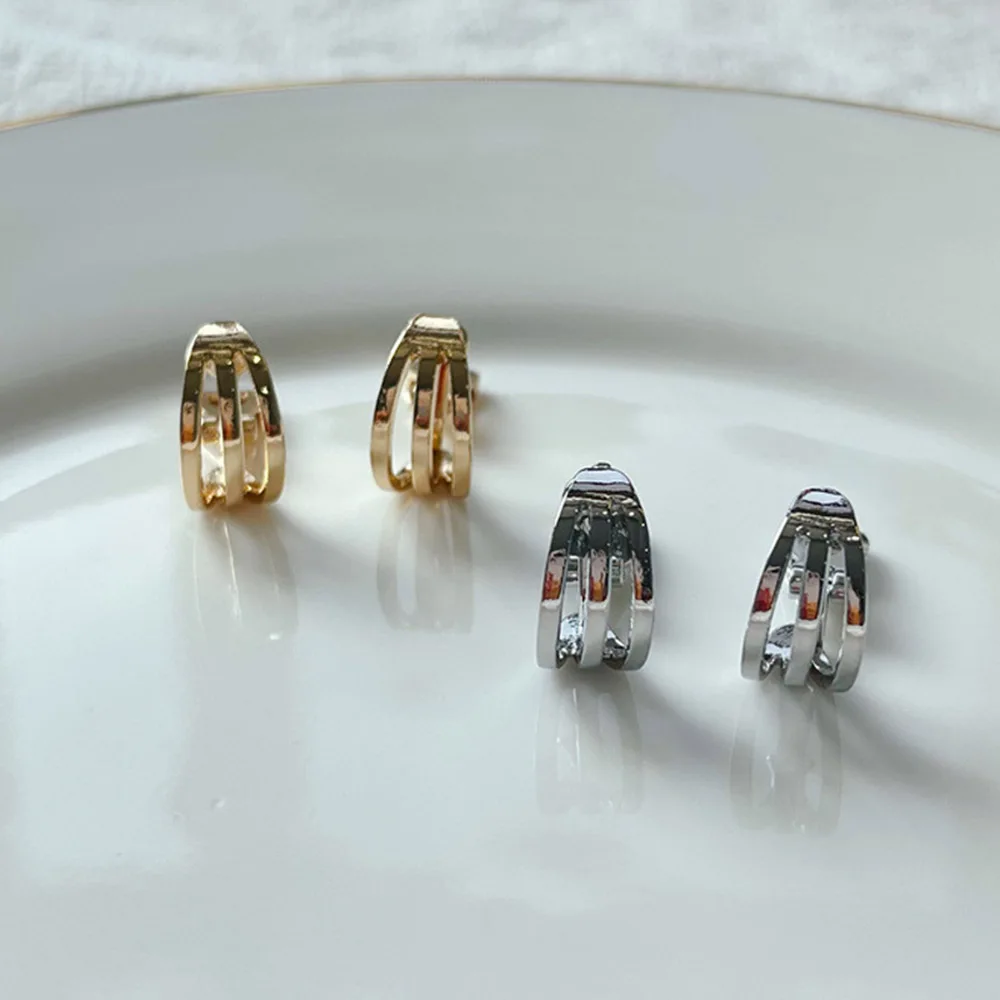 New Simple Gold Color Geometric Ear Clip On Earrings Without Piercing No Hole Ear Cuff Earings Non Pierced Metal Jewelry