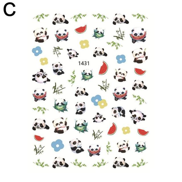 3D Manicure Stickers Bamboo Panda Bear Full Stickers Valentine's Day Gift for Nail Self-adhesive Manicure Art Decoration