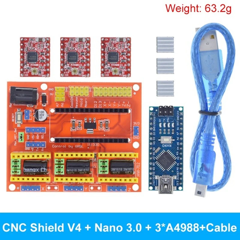 3D 프린터 키트 CNC 쉴드 V3 V4 타각기 키트, NANO 개선 버전 4988 드라이버