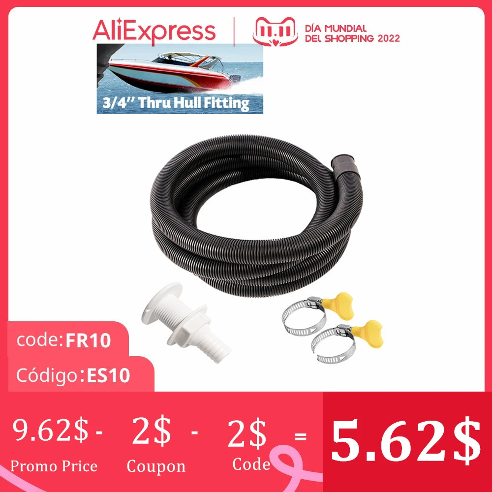 Flexible Bilge Pump Hose Installation Kit 3/4inch Diameter 6.6 Ft For Boats With 2 Clamps And