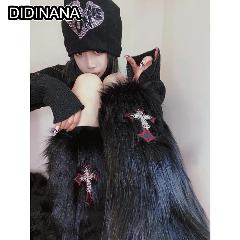 Plush retro leg warmer ũν Ʈ Y2K зϾ  ,  JK  ȭ ũ  θŸ ̽ JK ƴ ũ