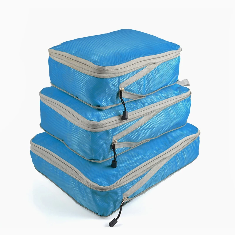 Set Di 3 Cubi Da Imballaggio A Compressione Per Viaggio - Espandibili E Resistenti, Organizer Per Valigia, Colore Verde