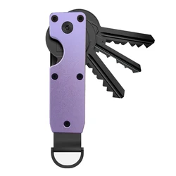 Sleek Metallic Key Organizer | Minimalist Smart Key Holder | Secure and Innovative Keychain (Light purple)