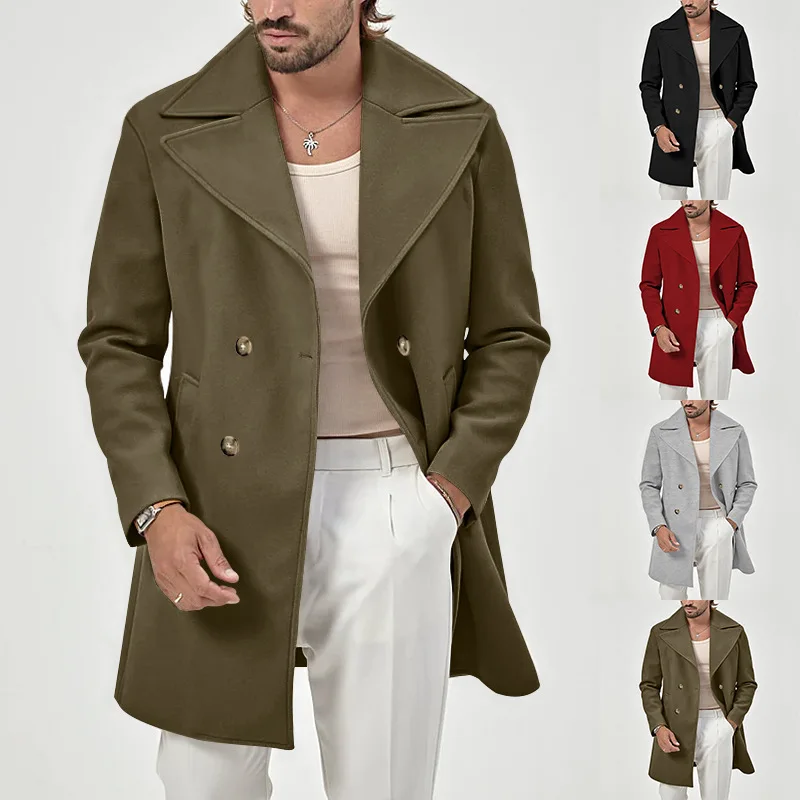 

Мужское винтажное пальто из хлопка, повседневная стандартная ветровка из полиэстера, элегантный формальный Тренч, Мужское пальто, новинка зимы 2024