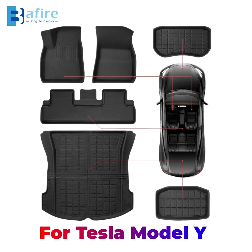 

Коврик для ног BAFIRE 3D под заказ для Tesla Model 3 Y, оригинальные напольные коврики, подкладка для пола, водонепроницаемый нескользящий коврик 2023