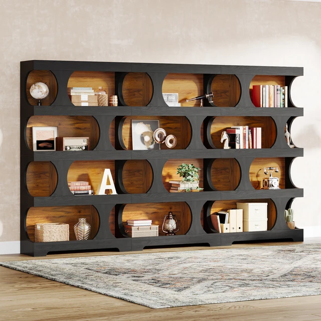 Tribesigns 71" Tall Bookcase, 4-Tier S-Shaped Bookshelf, Wood Decorative Storage Shelving, Modern Freestanding Display Shelves