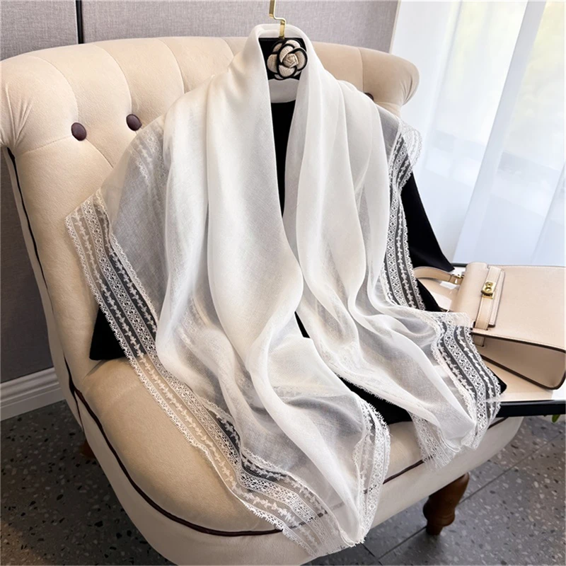 2026 Luxusmarke Einfarbiger Schlichtgewebter Quadratischer Schal Damen Mode Luxus Tücher und Wickel Strand Foulard Übergroß – Detail 12