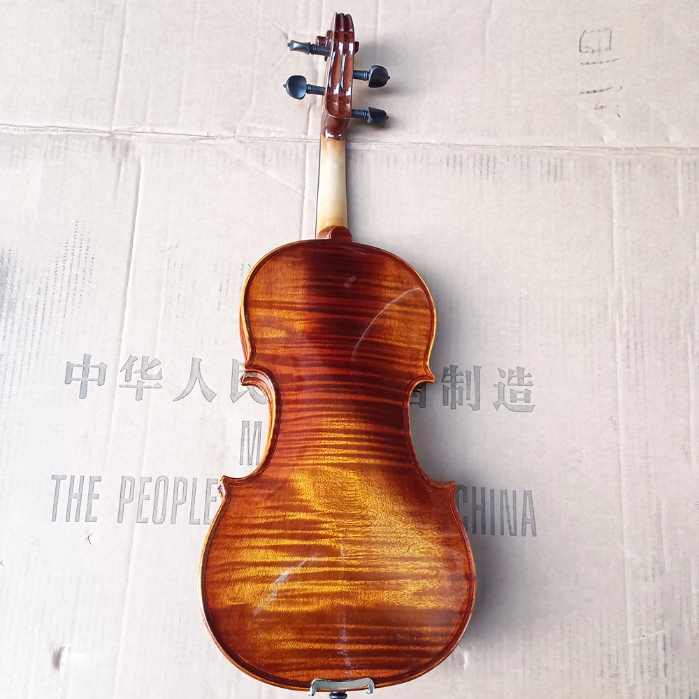 coffee One piece backboard Tiger patterned maple violin 4/4 Stradivarius Handmade violin beginner professional Musical Instrumen