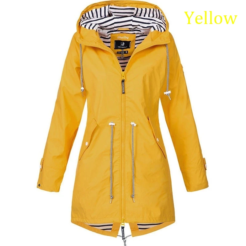 Fashionable long casual women's long sleeved waterproof travel jacket Running jacket New fashion long sleeved hooded windbreaker