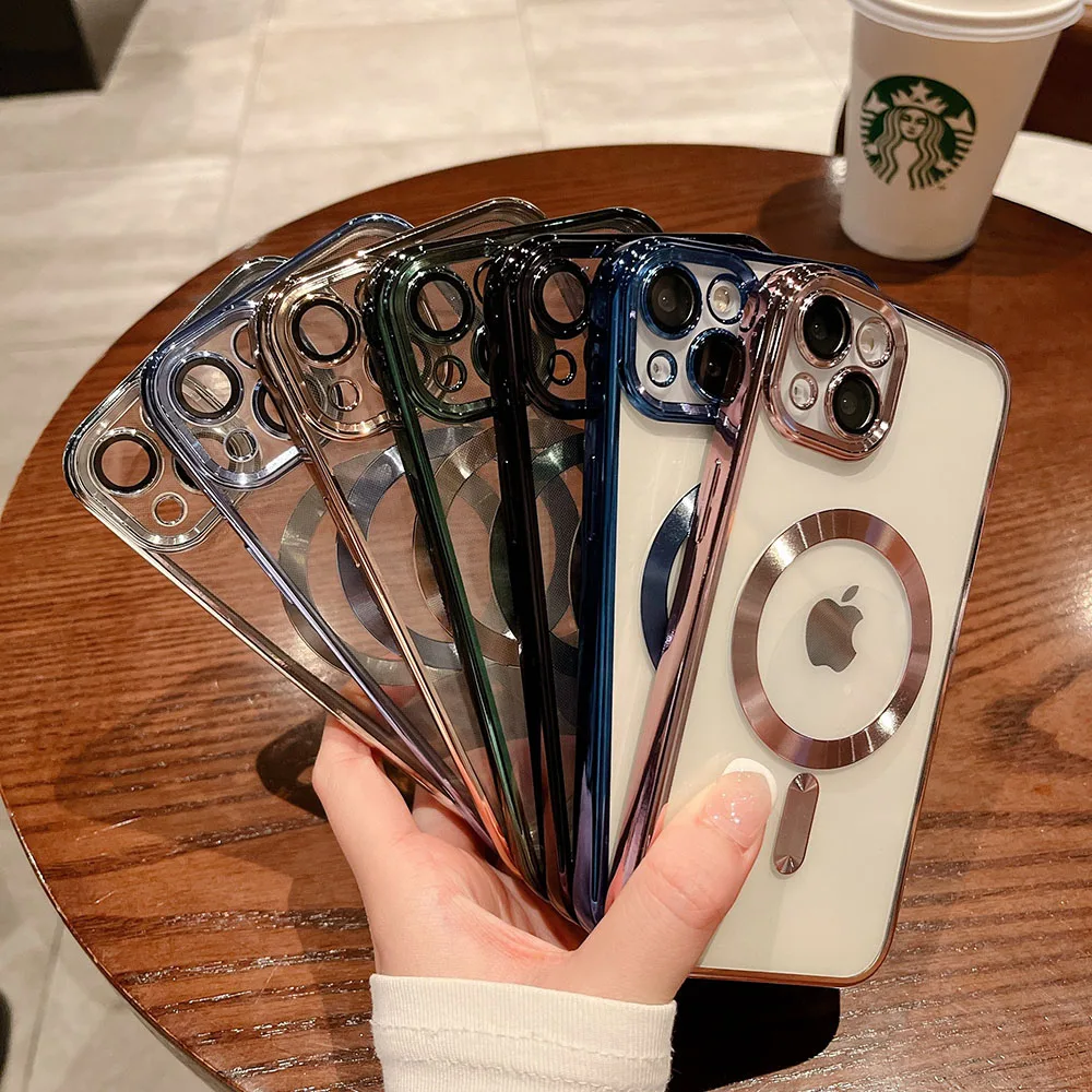Luxury Shockproof Transparent Acrylic Magnetic Phone Case Cover