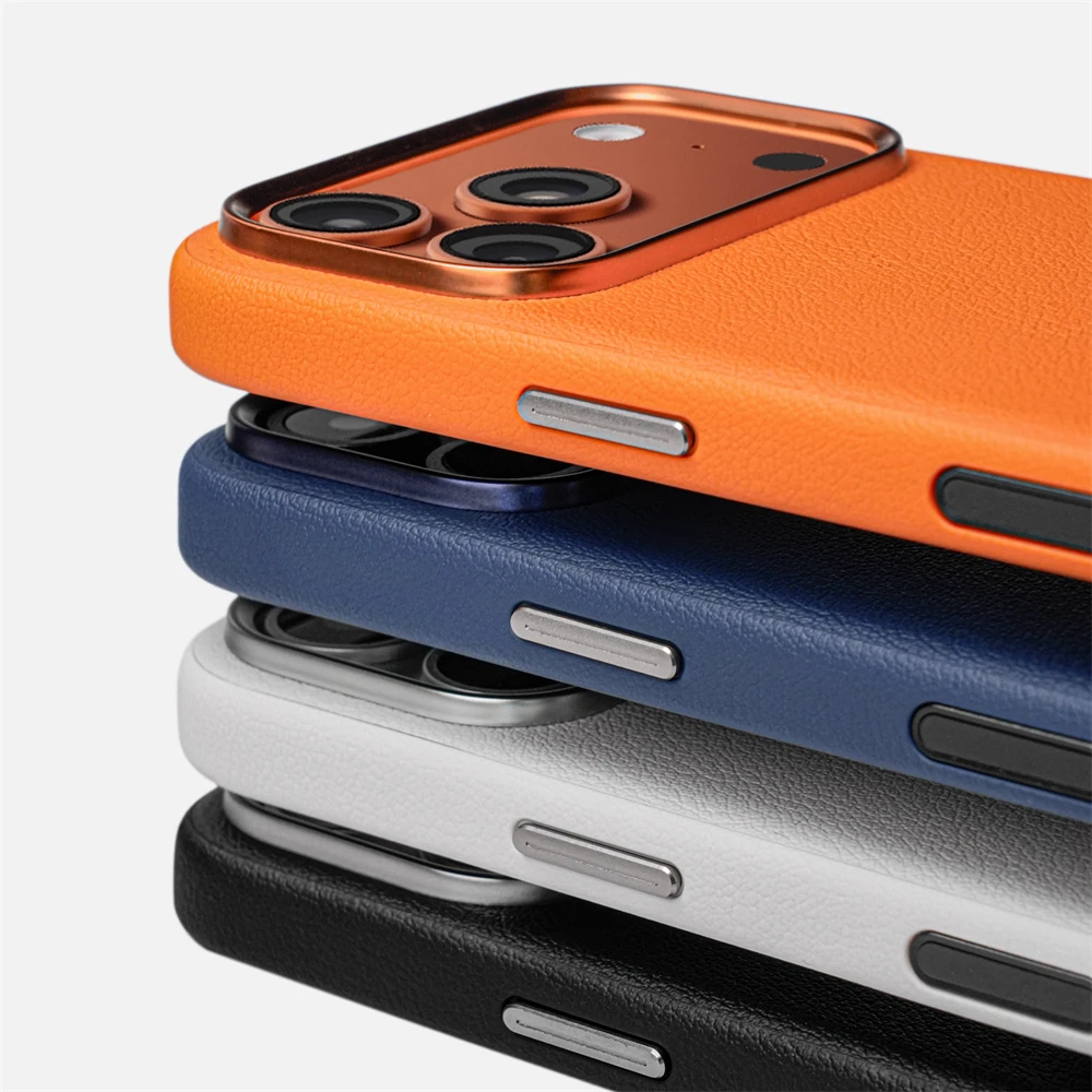 Luxurious PU Leather Magnetic Phone Case with Alloy Lens Cover & Camera Protection