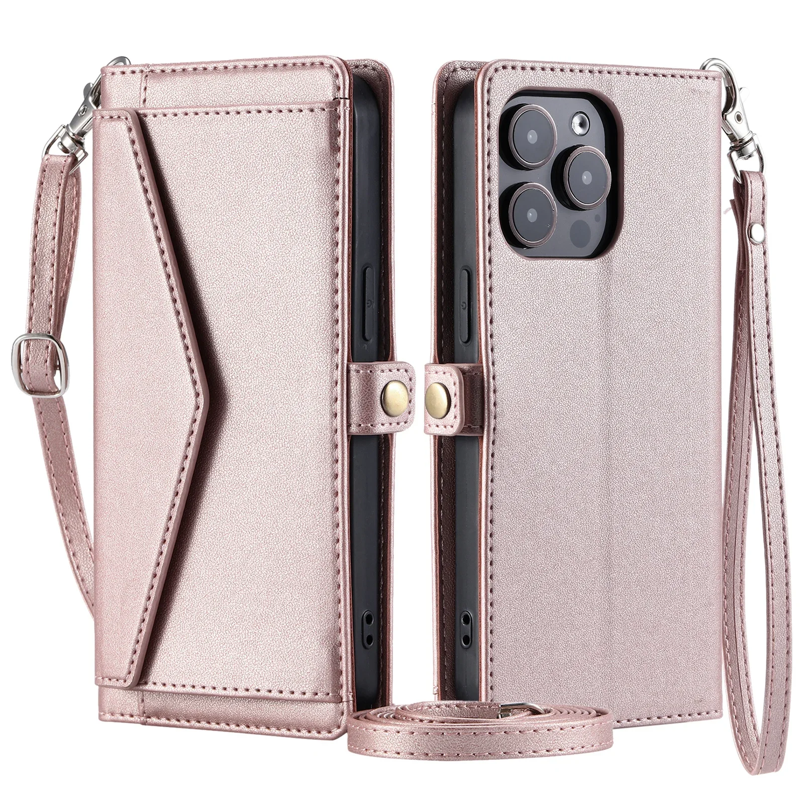 Luxurious Crossbody Leather Wallet Case with Card Slot and Pocket