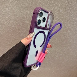 Transparent Magnetic Case with Handstrap and Wireless Charging Support - Galaxy S20 FE (Purple)