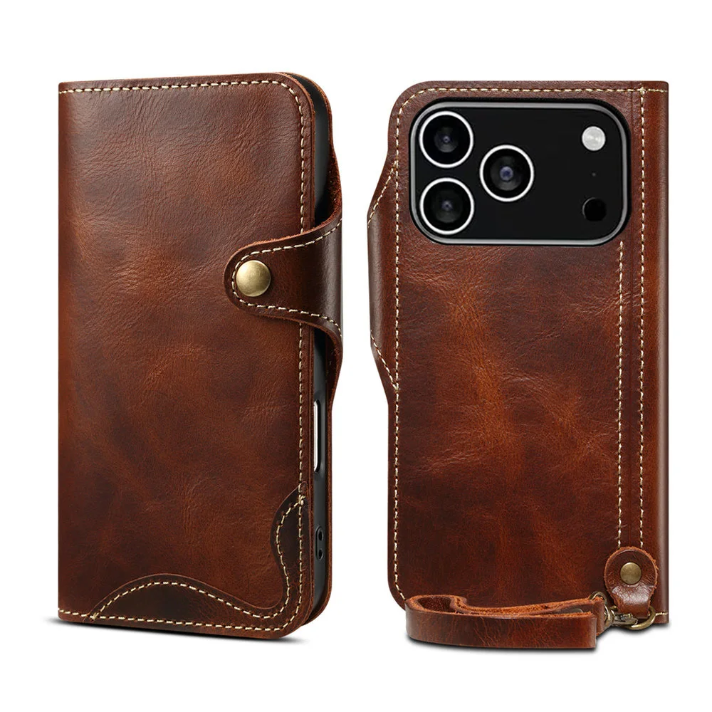 Luxury Genuine Leather Wallet Cover - Premium Flip Case with Card Holder
