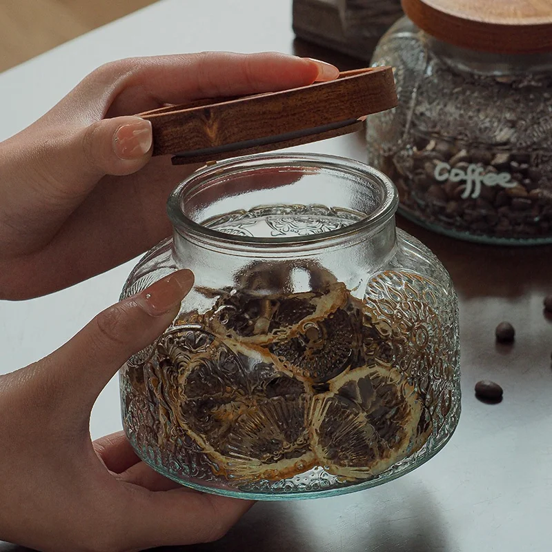 Retro Glass Jar Sealed Storage Jar Moisture-Proof Sugar Jar Tea Jar Food-Grade Storage Jar Glass Jar Kitchen Food Seasoning Suga 4