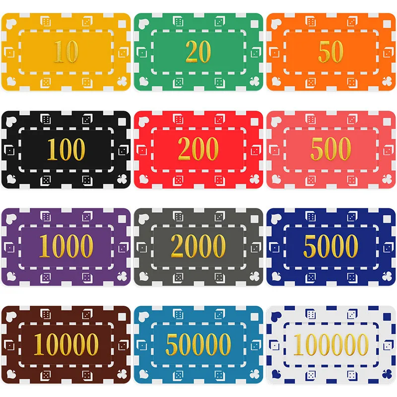 10pcs Chips For Game Casino Chip Texas Holdɾm Set Baccarat Stamping Rectangular Card Points Coin Mahjong Hall Pack 10 |