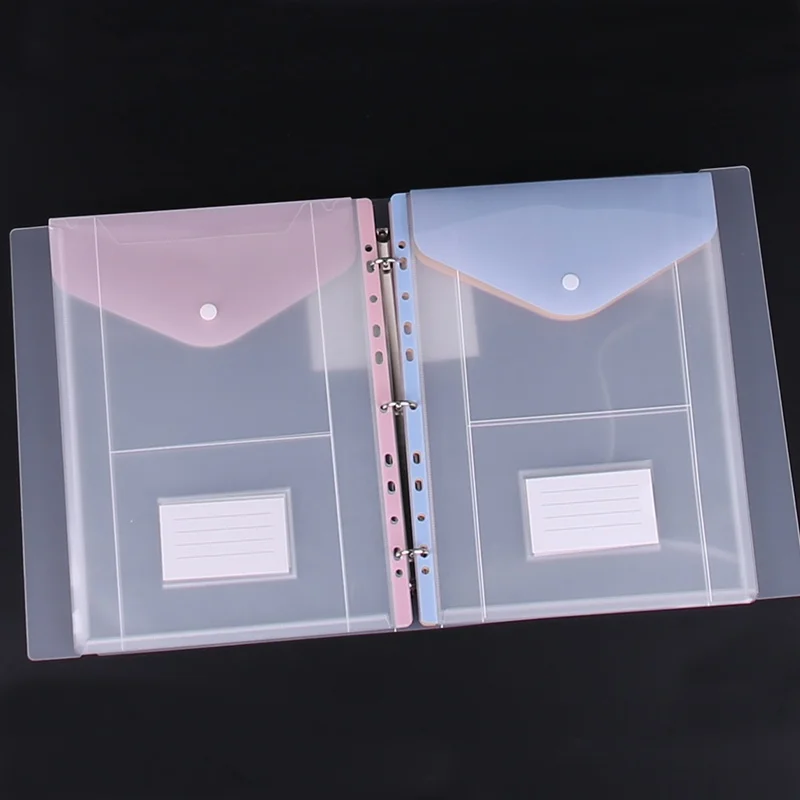 6pcs Loose-leaf File Bags and 3-Hole Loose-leaf Shells, A4 Large-capacity PP Loose-leaf File Bags for School, Home, Office - 2