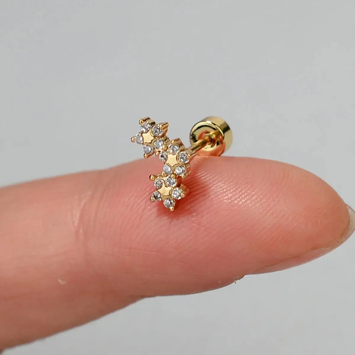 Stainless Steel Mini CZ Flower Cartilage Flat Back Screw Tiny Stud Earring 1Piece For Women Helix Tragus Piercing Body Jewelry