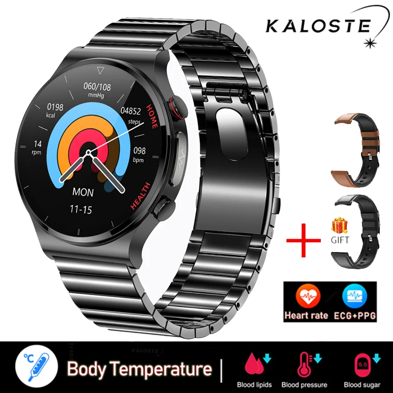 New Health Smart Watch Men ECG+PPG Heart Rate Blood Pressure Watches Body Temperature Fitness Tracker Smartwatch For Samsung+Box 