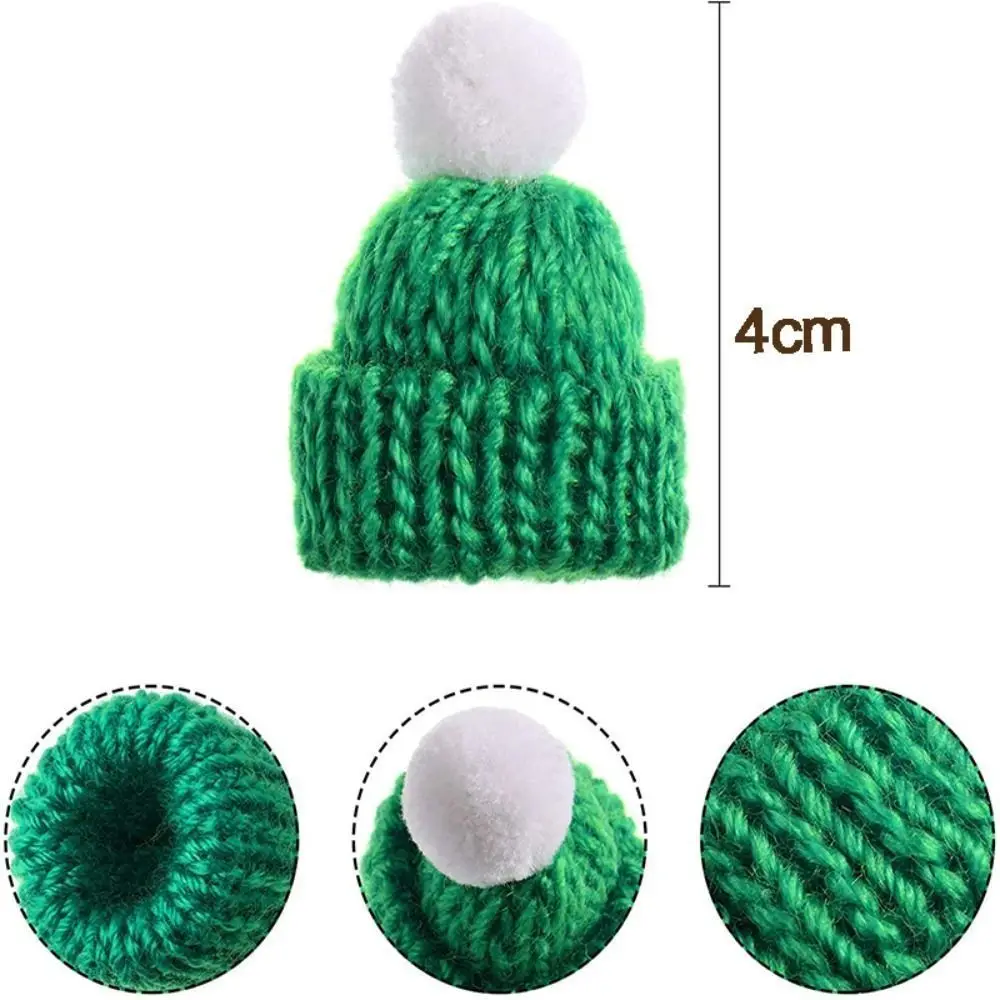 10pcs DIY Mini Knitting Hats Ornaments Knitting Christmas Mini Knitting Doll Hats Polyester Sewing Crafts Mini Wool Hat